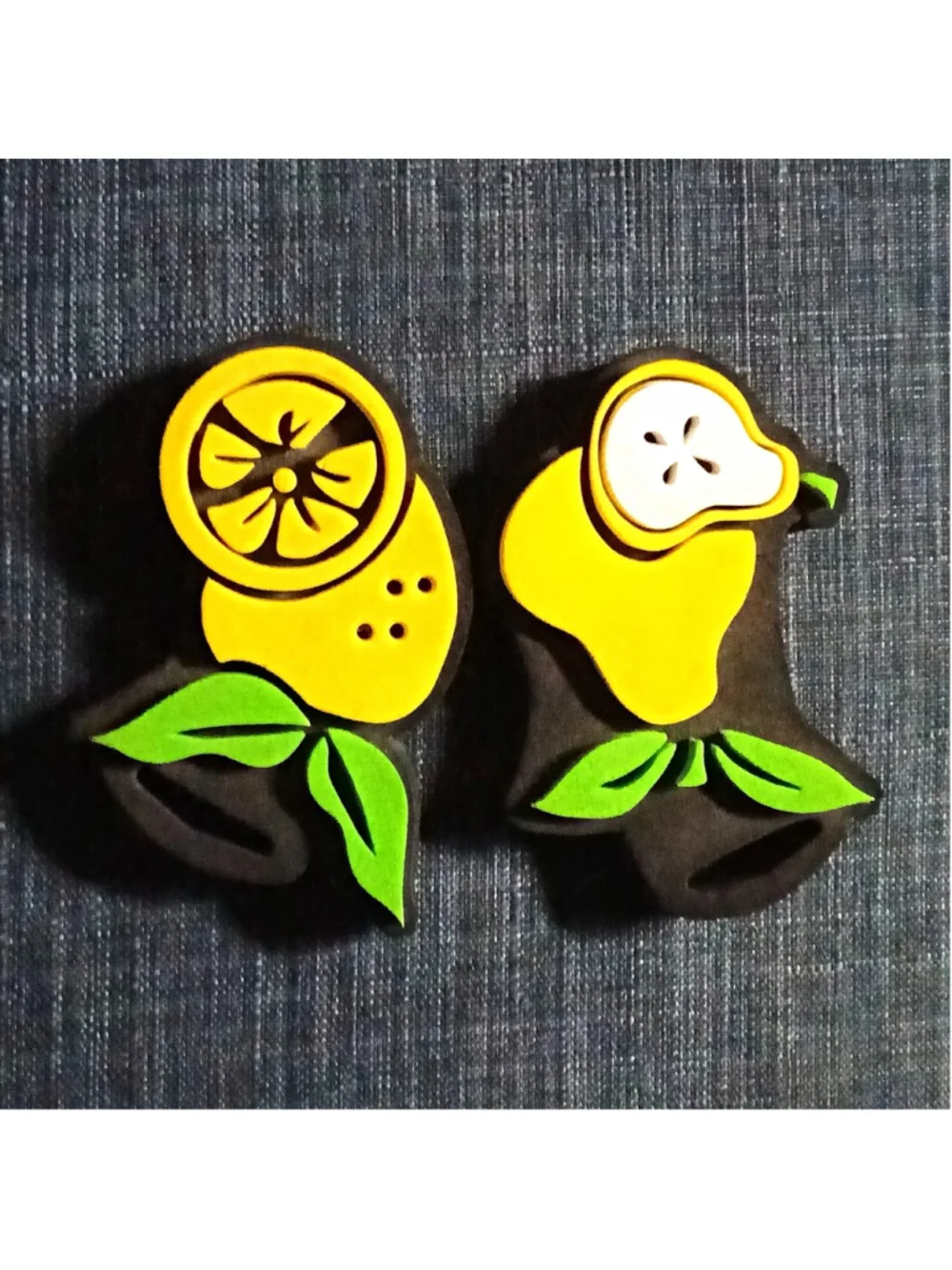 Fruit Stamps One Pear And One Lemon- Arts And Craft Supplies